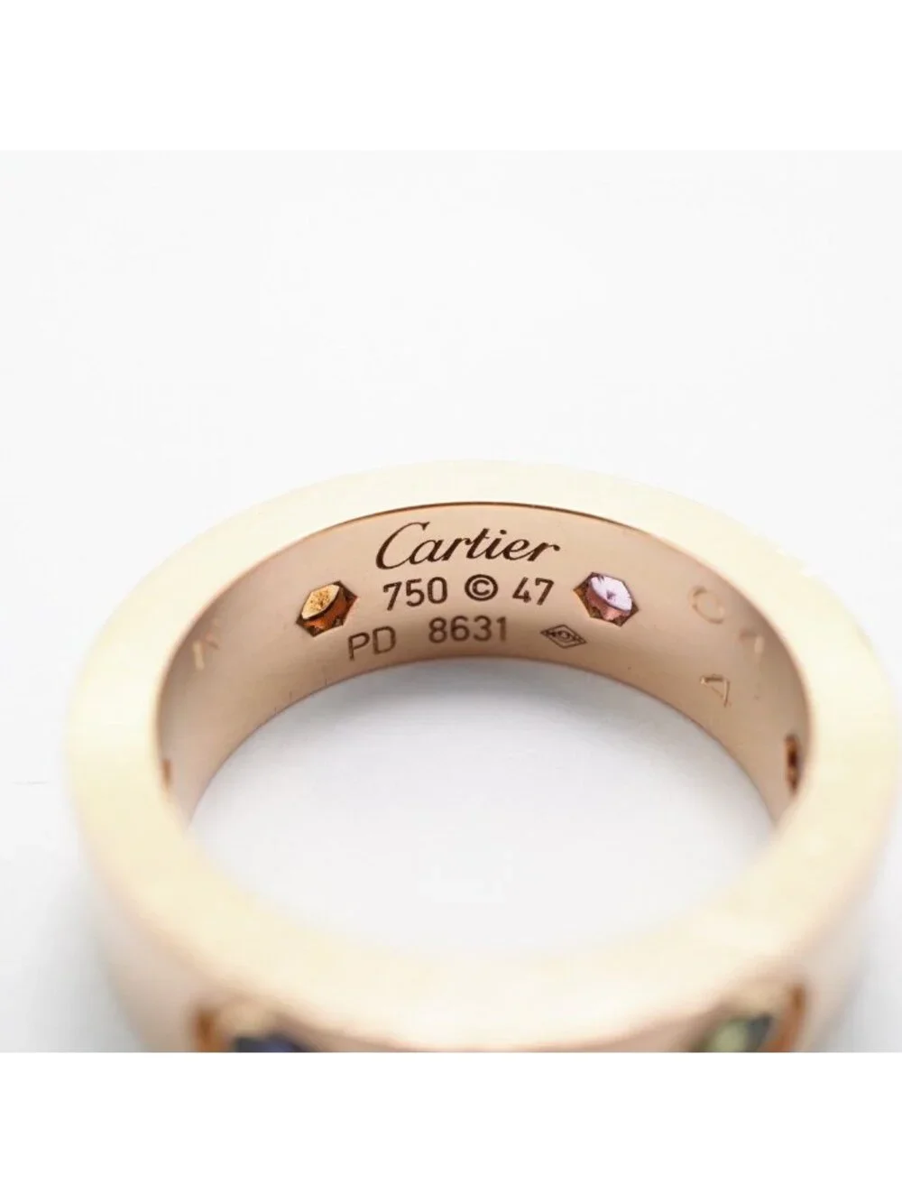 Cartier Ring Love 18k Pink Gold Multi Stone Multicolor
